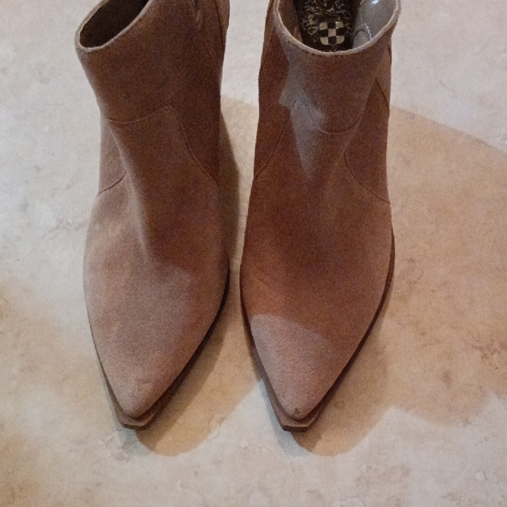 Vince Camuto Tan Suede Ankle Booties - Picture 3 of 4